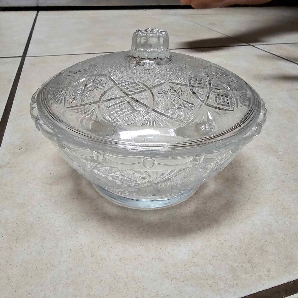 KIG Crystal candy bowl jar made in Malaysia vintage